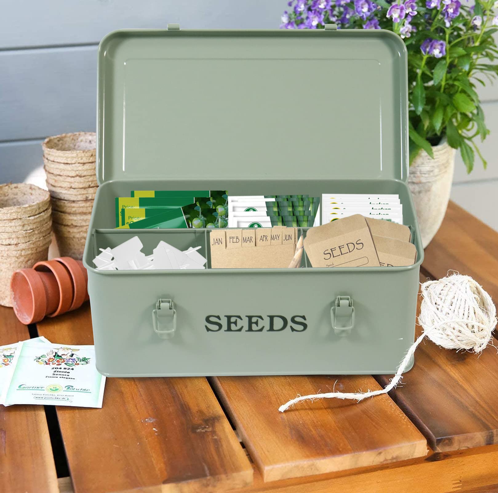 Xbopetda seed box with side handles for easy carrying.