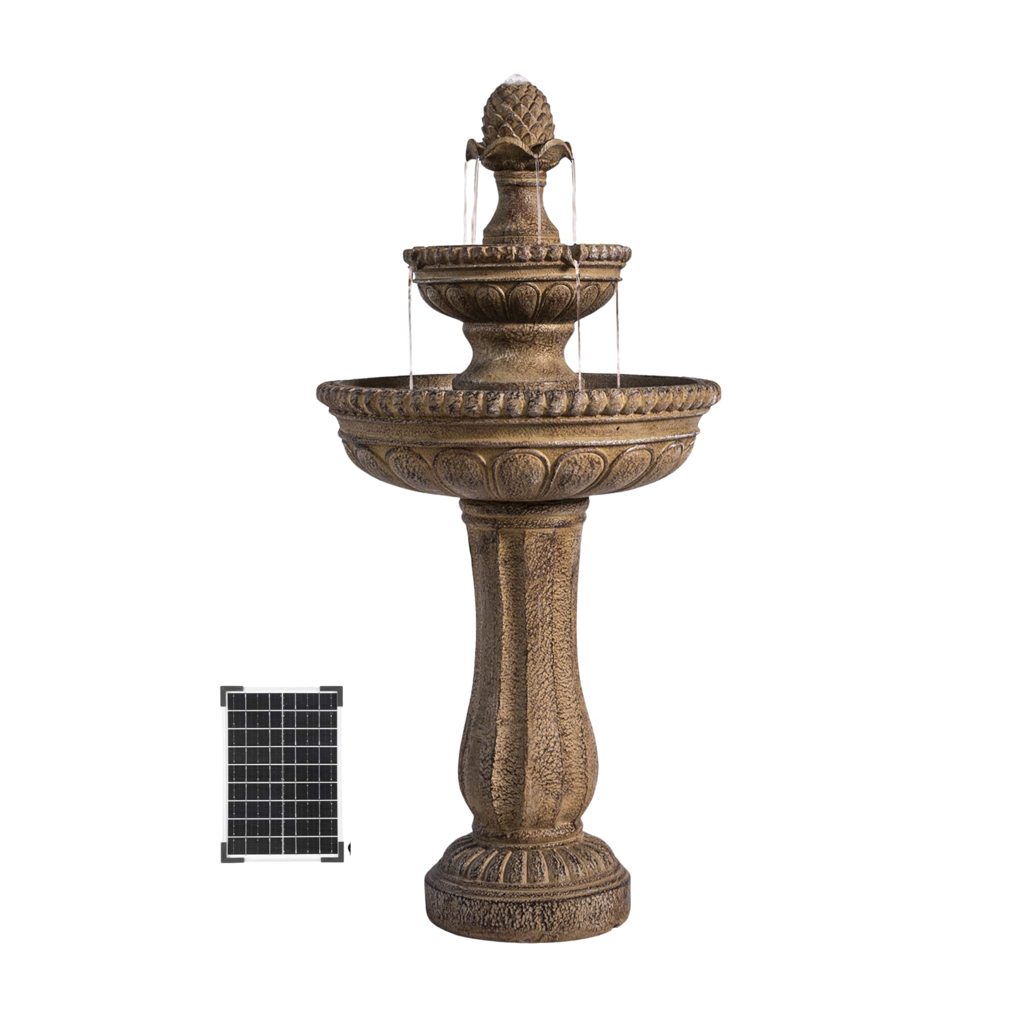 XBrand 39-inch two-tier fountain enhances patios and gardens with a graceful centerpiece.