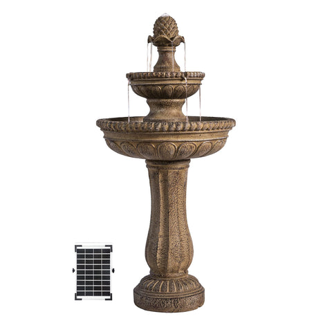 XBrand 39-inch solar fountain front view highlighting the two-tier design for garden ambiance.
