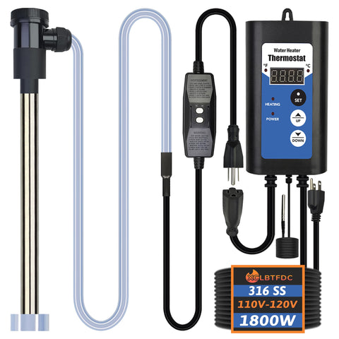 XCLBTFDC immersion heater fully assembled for quick setup and efficient heating