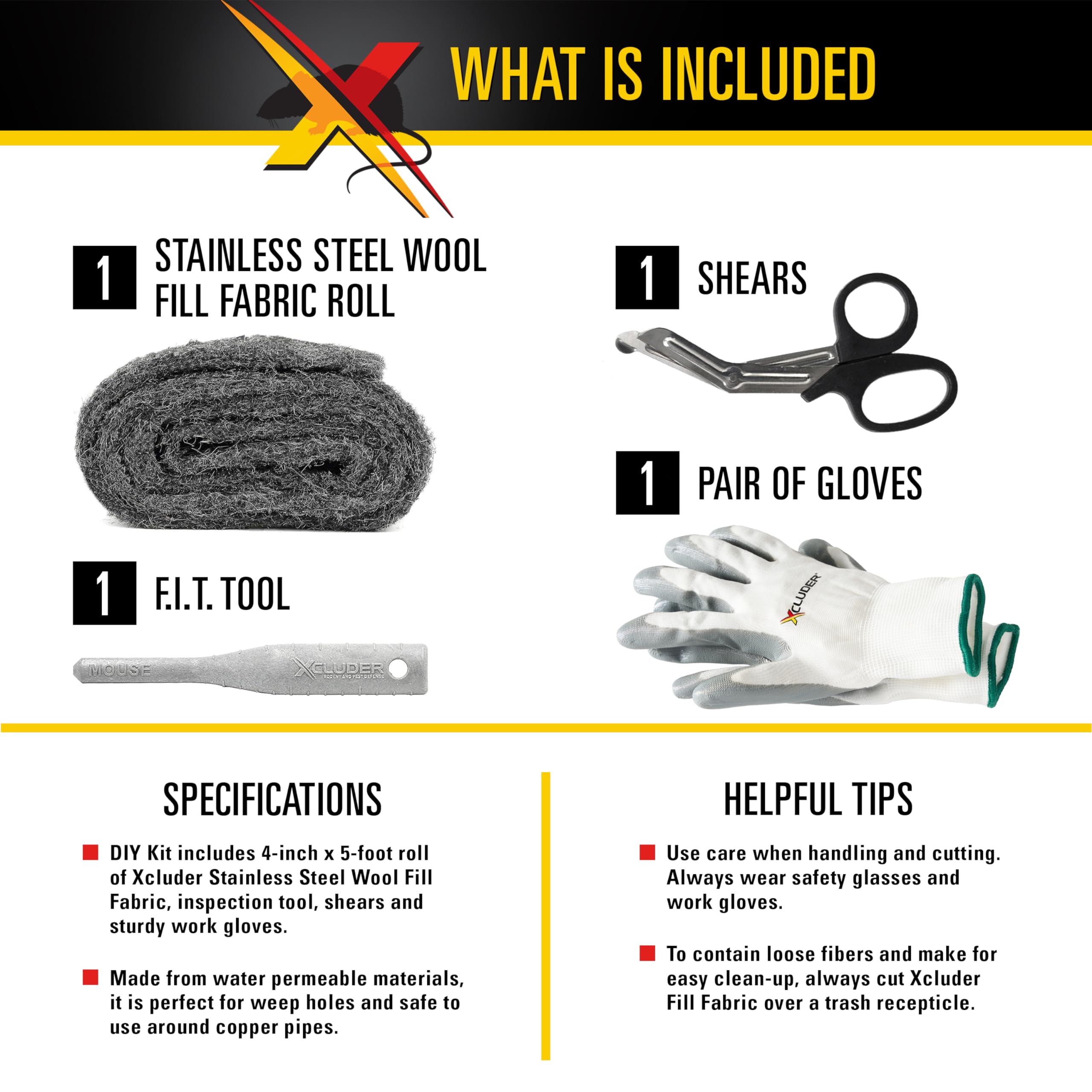 Xcluder fill fabric with shears for easy trimming and shaping.
