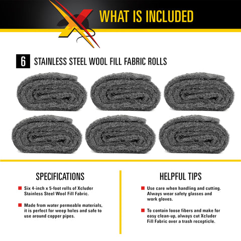 Xcluder Rodent Fill Fabric seals walls, pipes, and vents to deter pests.