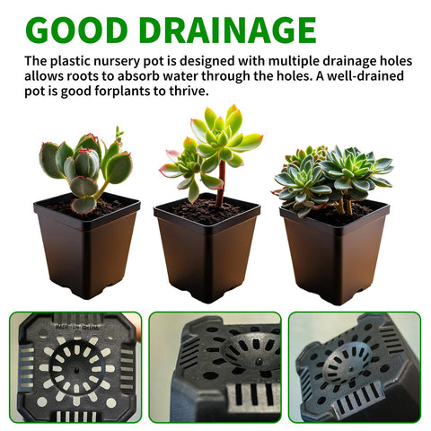 XCRUI durable black PP plastic pots designed for longevity.