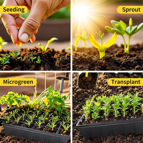 XCRUI durable seed trays with no-drainage holes for mess-free watering.