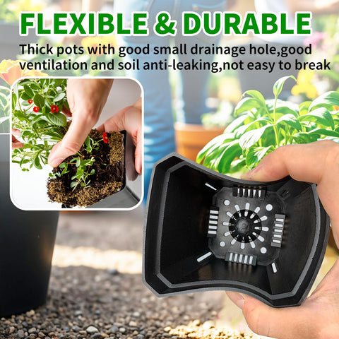 XCRUI indoor-outdoor use square pots for seedlings and small plants.