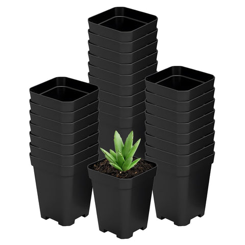 XCRUI square nursery pots stackable for space-saving seed starting.