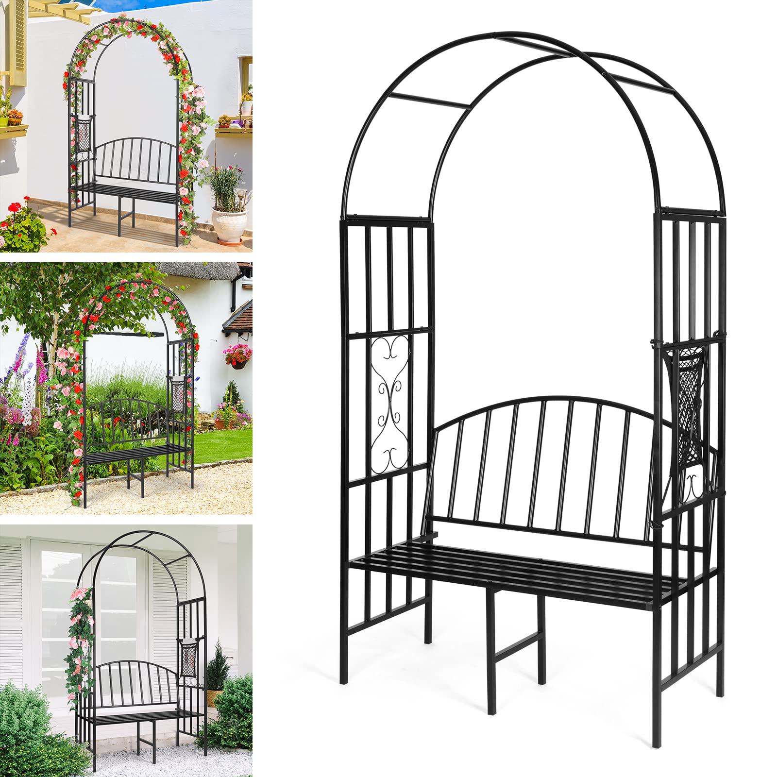 XCSOURCE garden arch heavy-duty bench offers a welcoming entryway and seating.
