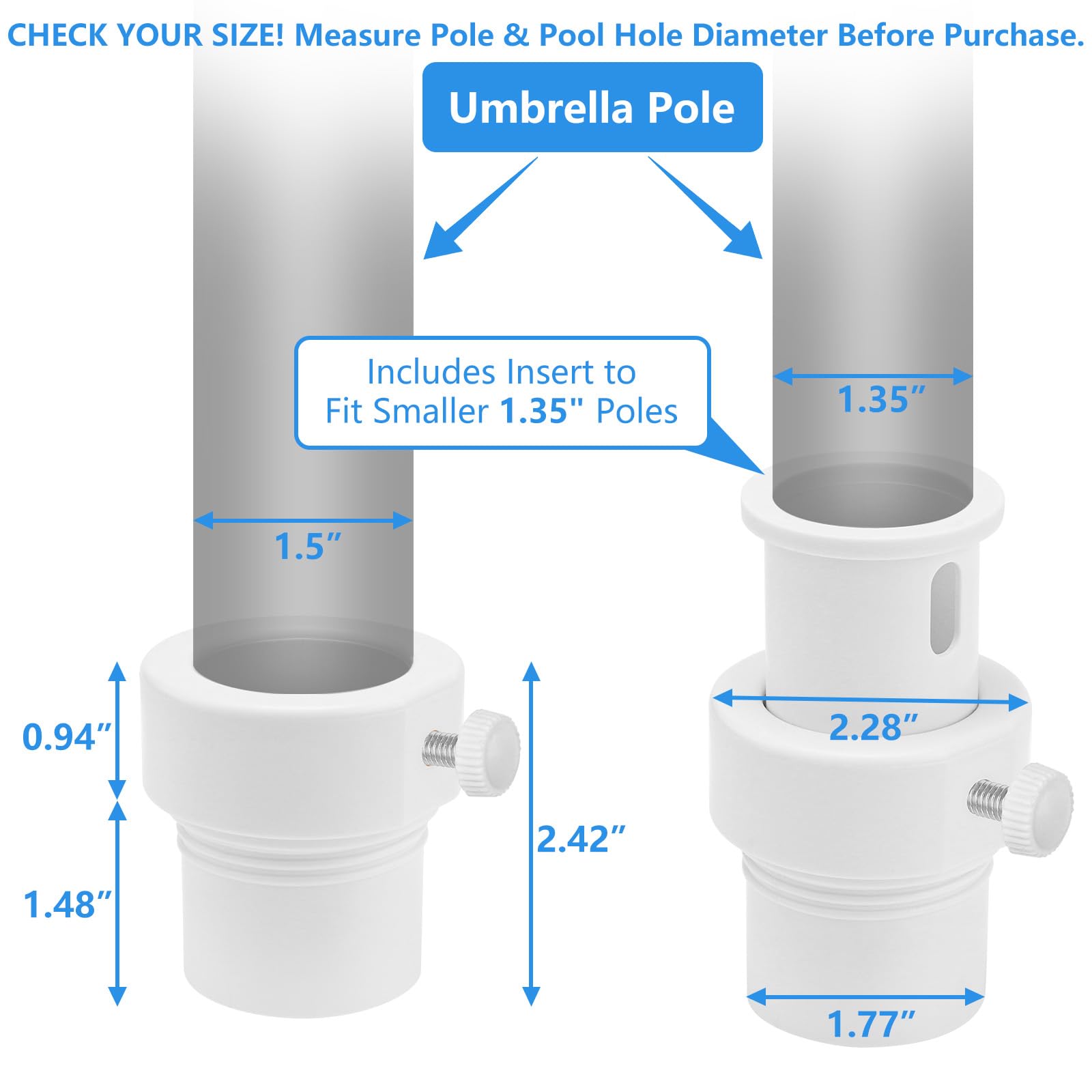 XCWT stabilizer fits 1.5-inch poles for sturdy deck support.