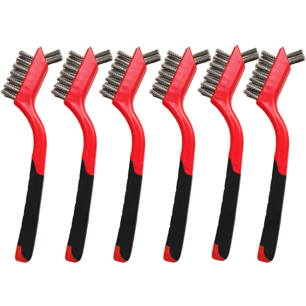 XDMTWLKJ 6-piece wire brush set with stainless bristles for tough cleaning tasks.