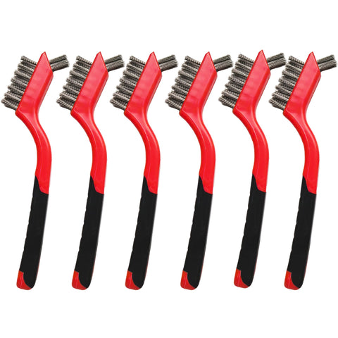 XDMTWLKJ 6-piece wire brush set with stainless bristles for tough cleaning tasks.