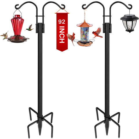 XDW-GIFTS Double Shepherds Hook outdoors with two arms for easy hanging decor and versatile outdoor use.