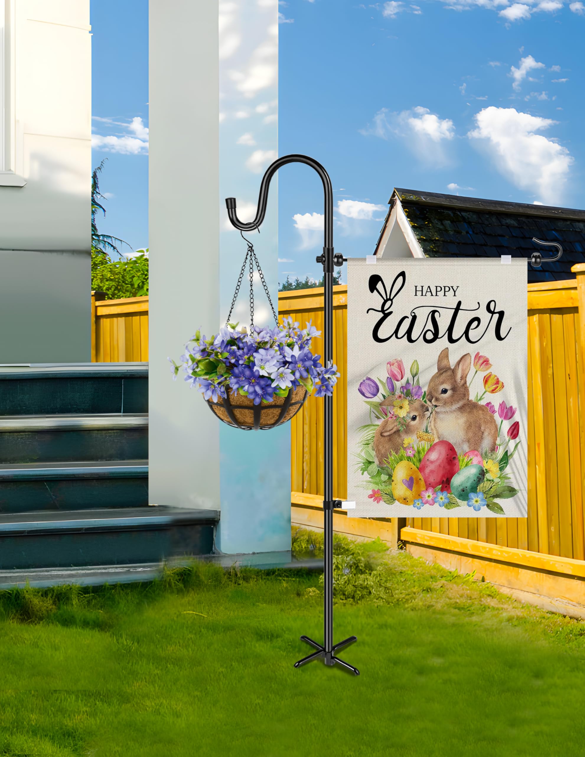 XDW-GIFTS garden flag holder stand holds flags up to 13 inches wide for versatile decor