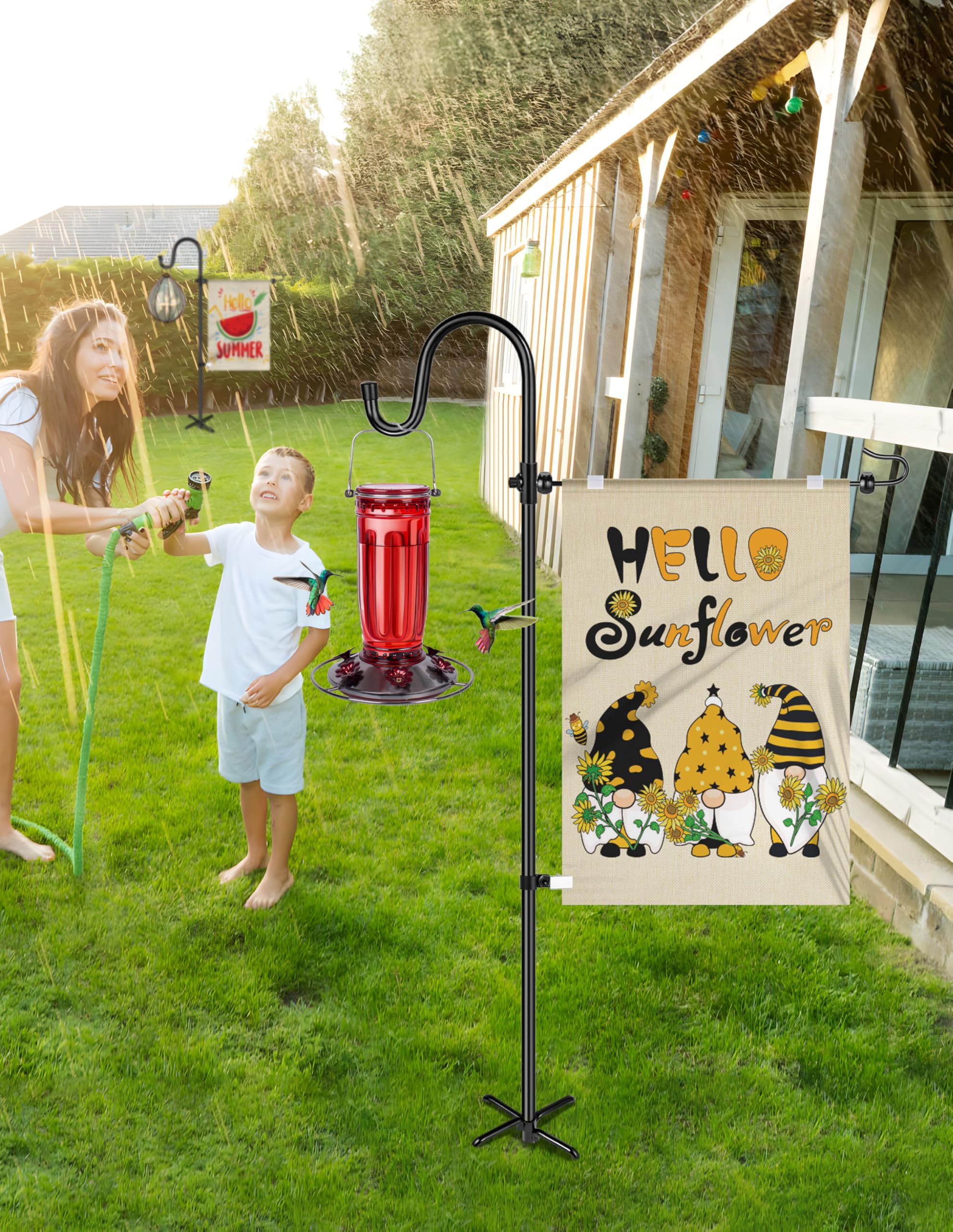 XDW-GIFTS garden flag holder stand ground stake assembly anchors flags firmly