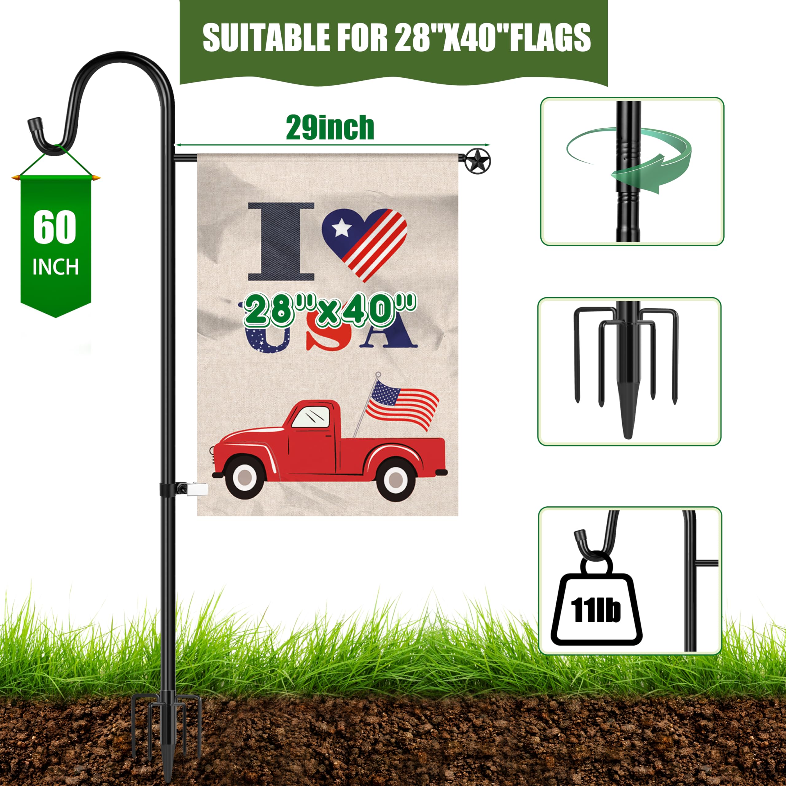 XDW-GIFTS garden flag stand offers easy assembly for quick outdoor setup