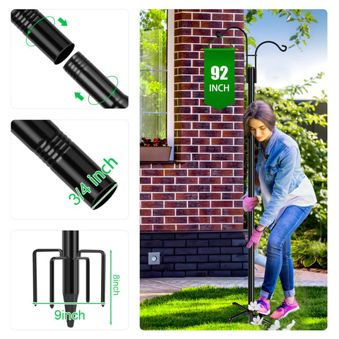 XDW-GIFTS hanging bird feeder and basket compatible with dual-arm shepherds hook.