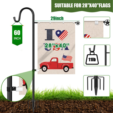 Heavy-duty 60 inch flag post stabilizes garden flags