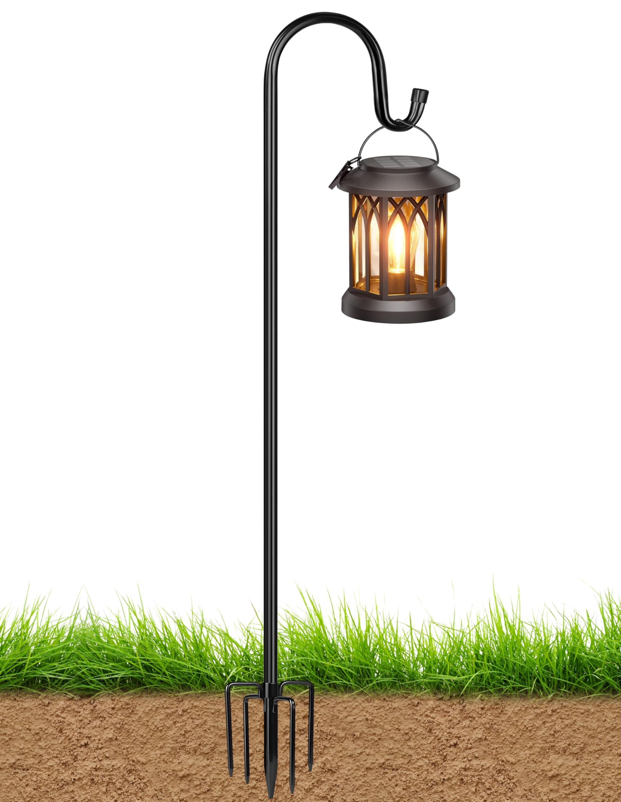 XDW-GIFTS shepherd hooks with 5-base prongs securing outdoor decor