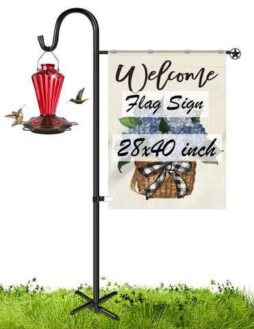 XDW-GIFTS upgraded flag stand with shepherd hook for outdoor display