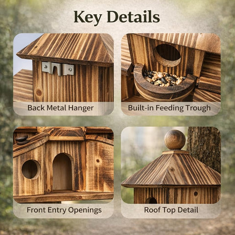 XDYGHH natural cedar wood provides weather resistant home for garden birds.