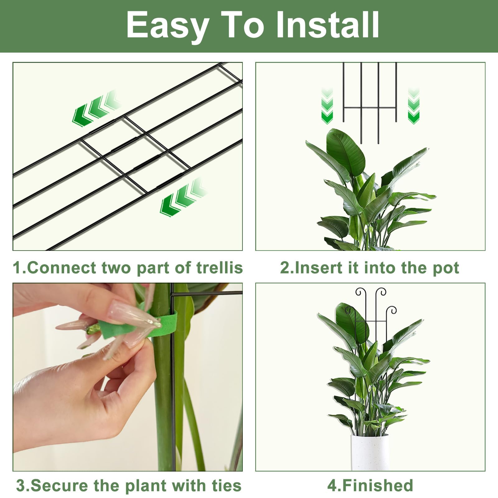 Tool-free installation trellis makes setup quick and tidy