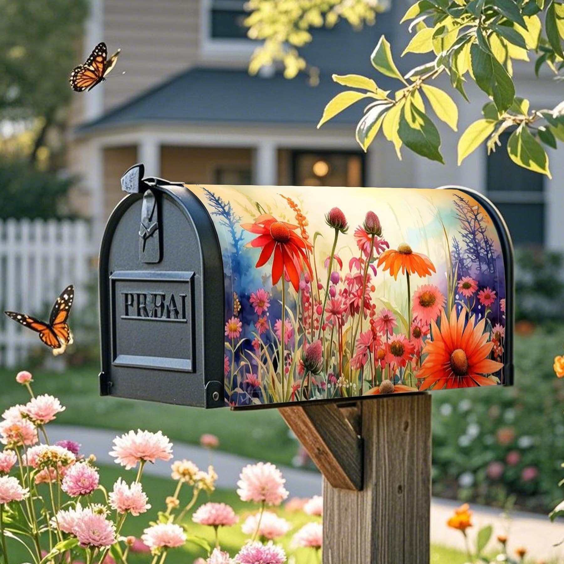 Xeerrfan floral mailbox cover 18x21 adds curb appeal with bright petal design