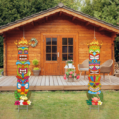 XEFINAL hibiscus flower tiki art enhances garden parties and resort-style atmospheres.