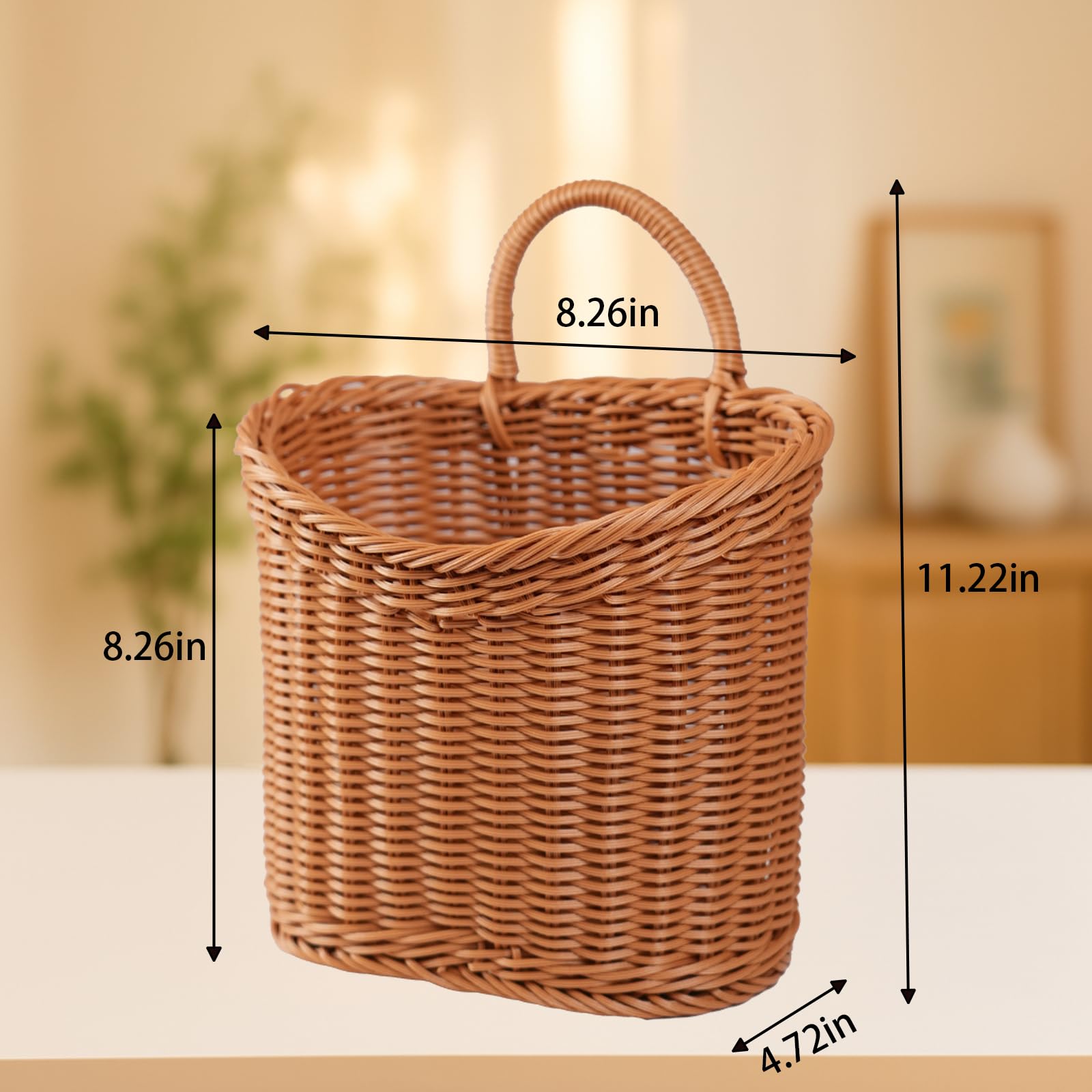 Xekley handwoven wicker basket for mail and faux flowers, versatile for any room