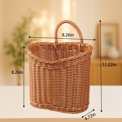 Xekley handwoven wicker basket for mail and faux flowers, versatile for any room