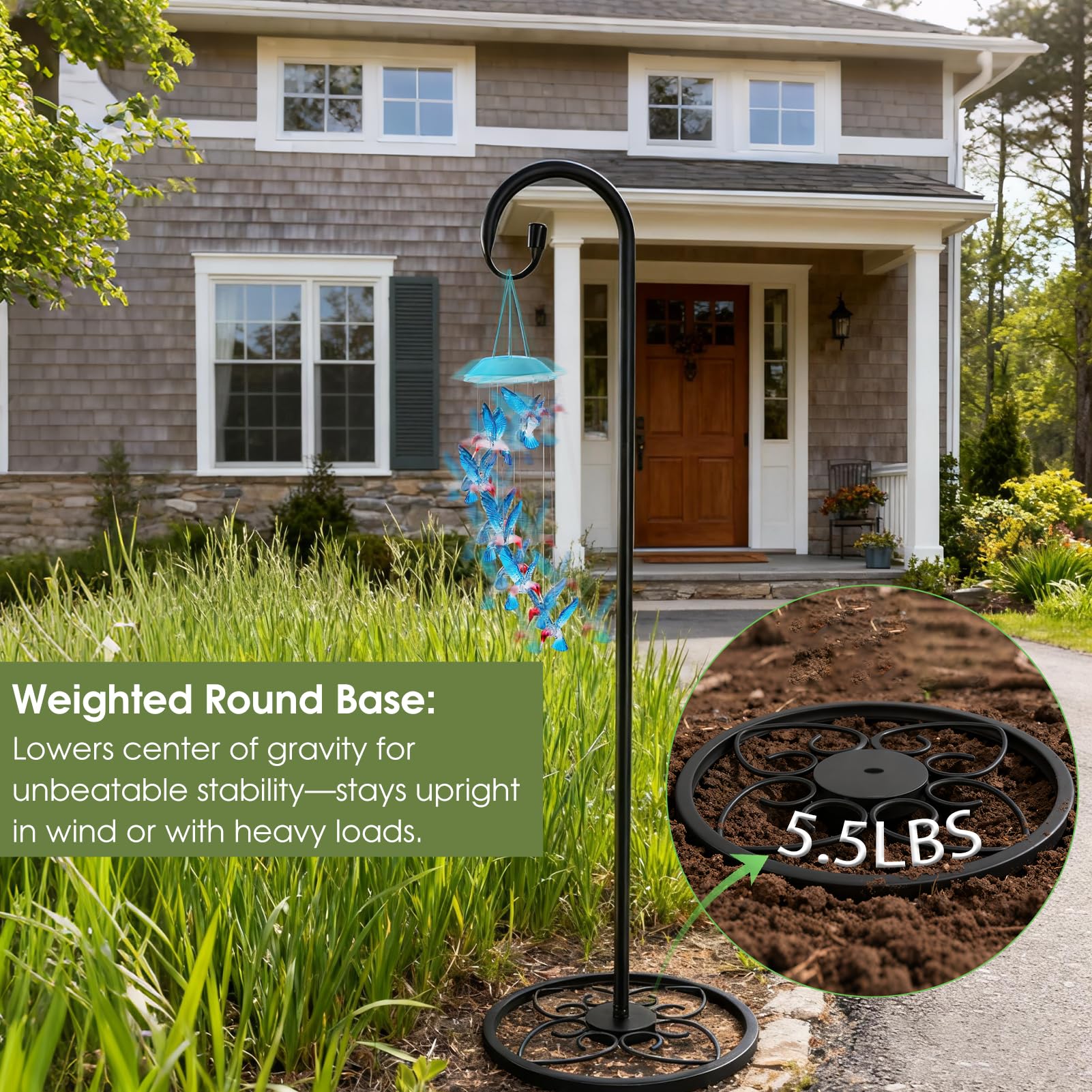 Adjustable height lets you place lanterns or feeders perfectly