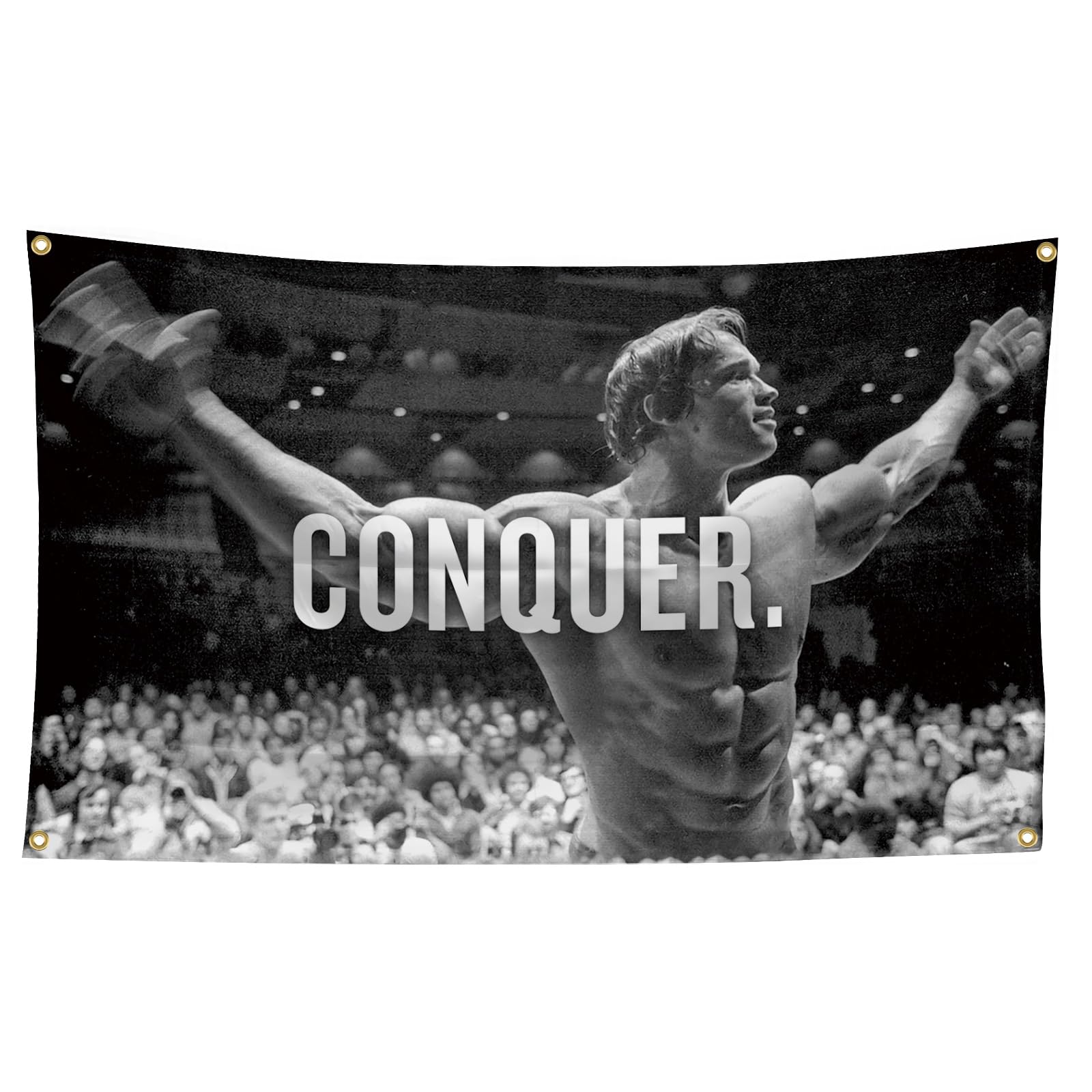 XEODE Arnold Schwarzenegger conquer flag 3x5ft for bold office and gym decor.