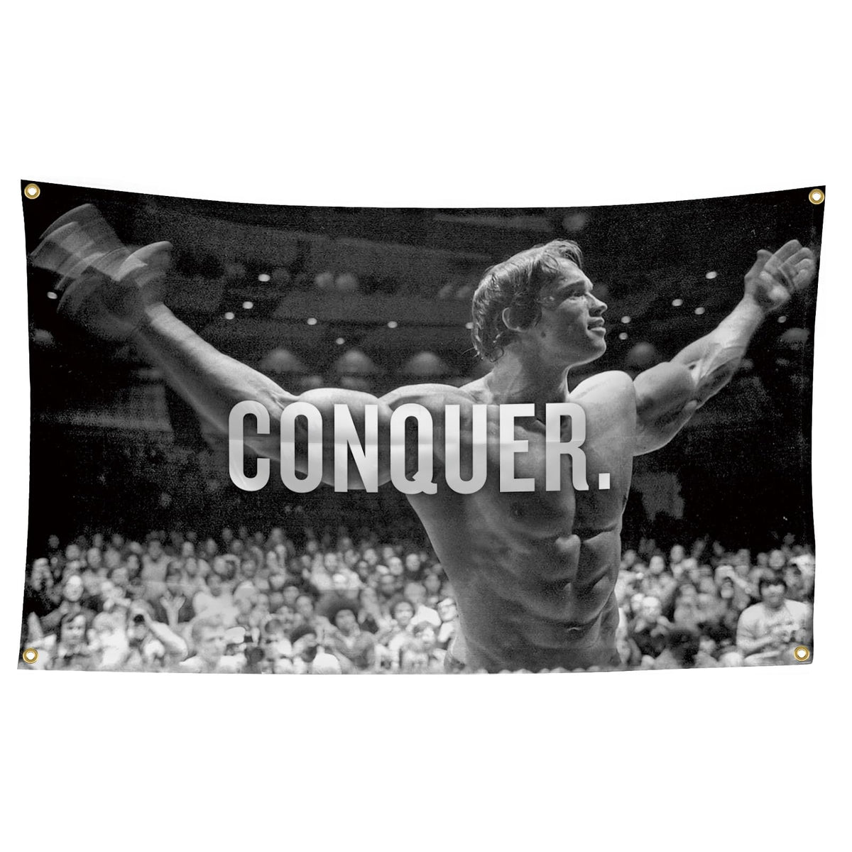 XEODE Arnold Schwarzenegger conquer flag 3x5ft for bold office and gym decor.