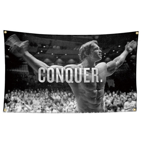 XEODE Arnold Schwarzenegger conquer flag 3x5ft for bold office and gym decor.