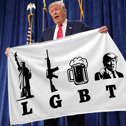 XEODE Liberty Guns Trump flag 3x5 wall decor for indoor spaces.
