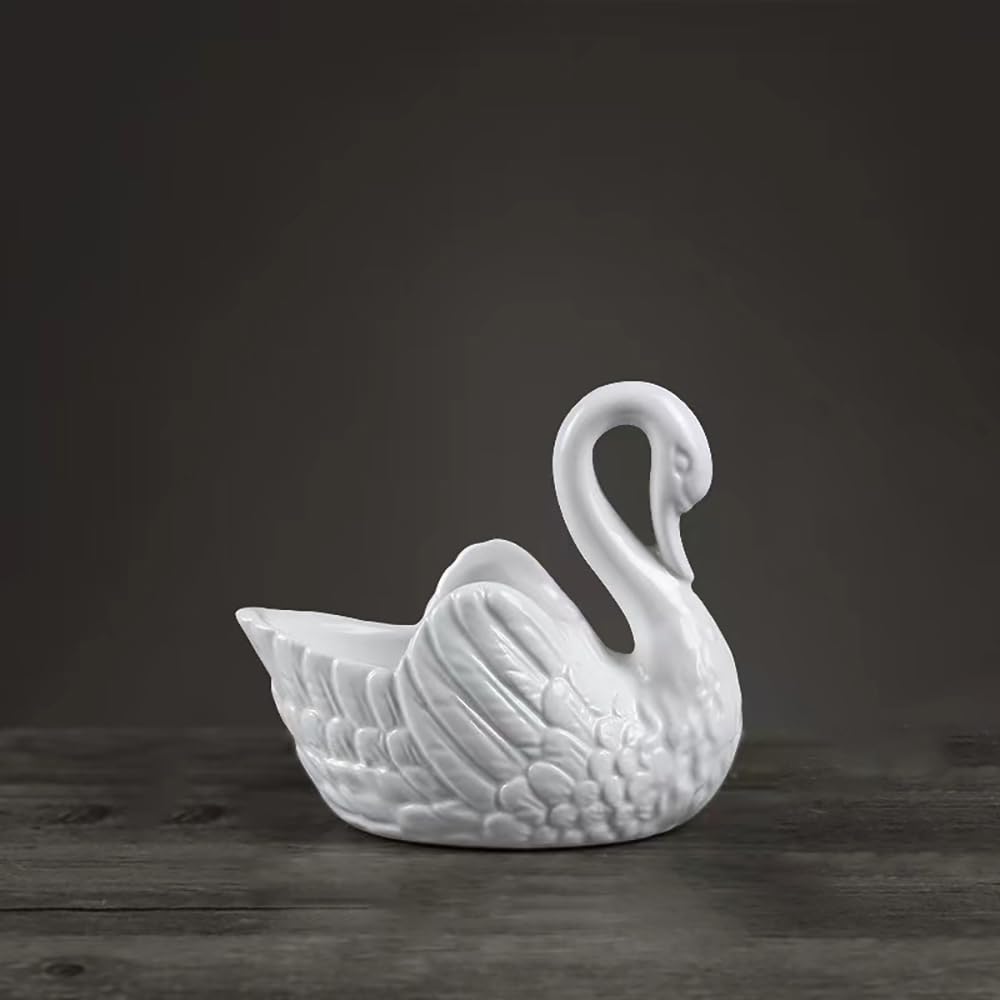 XESAGSNV Swan ceramic flowerpot with elegant profile, ideal for succulents.