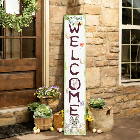 Xeubiou Easter porch sign shows a three-panel assembly with vintage floral motifs.