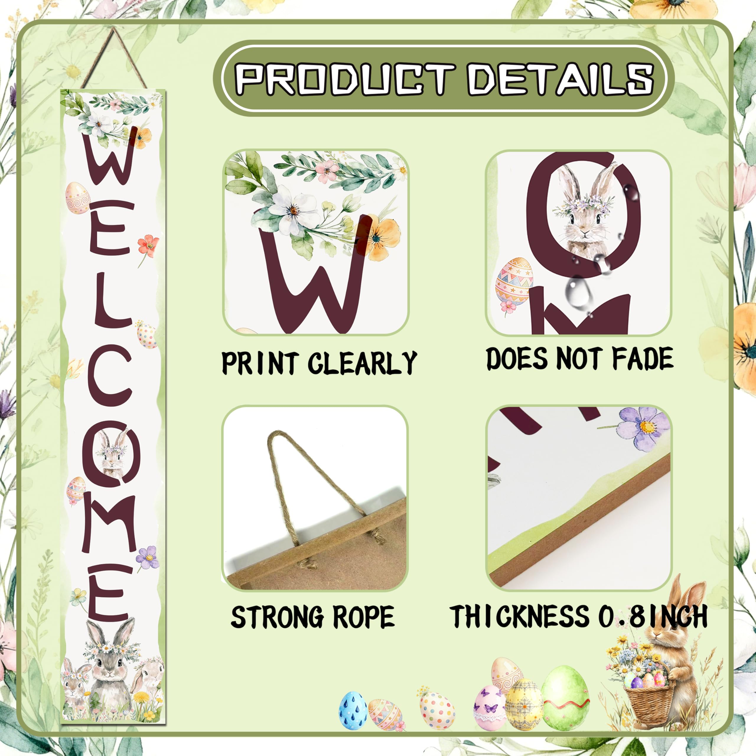 Xeubiou Easter sign for patio or garden, bright colors enhance curb appeal.