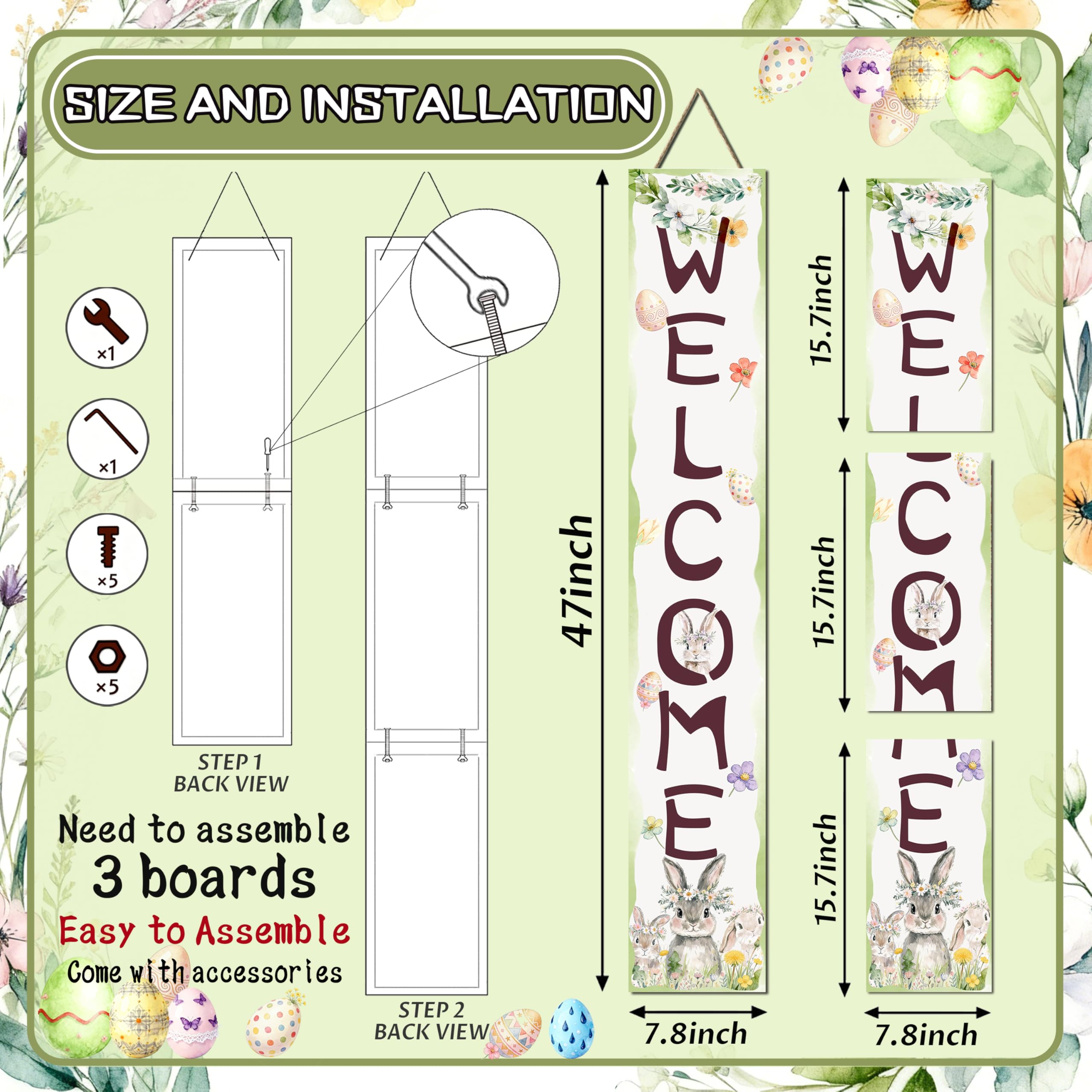 Xeubiou wooden Easter welcome sign for entryways, durable and weather-friendly.