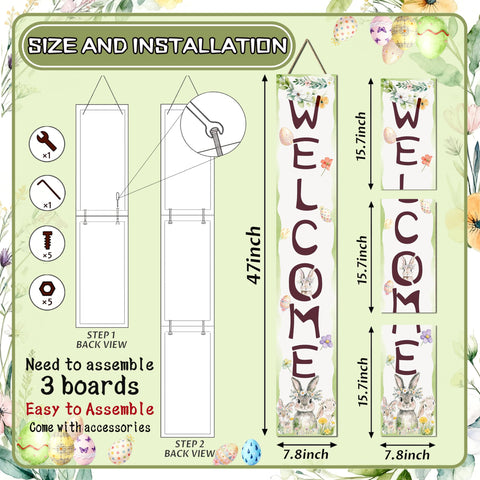 Xeubiou wooden Easter welcome sign for entryways, durable and weather-friendly.