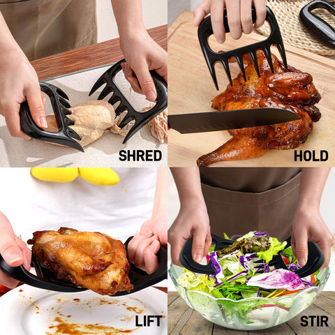 XFGSYXS multipurpose claws assist lifting, transferring, and shredding on the grill.