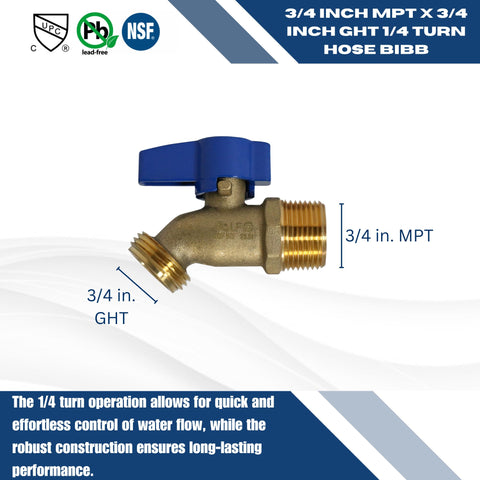 Large-flow-area XFITTING bibb for efficient irrigation flow.