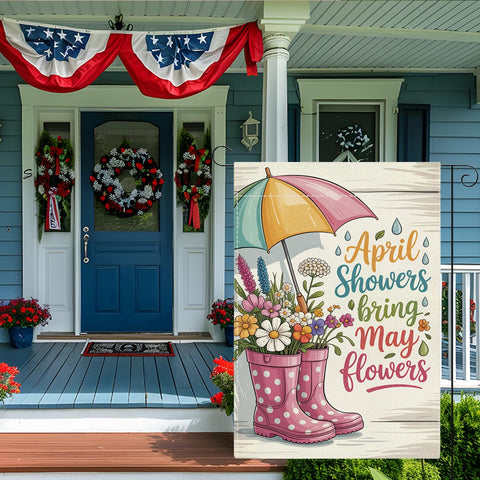 XFW Spring Garden Flag on veranda adds seasonal curb appeal.