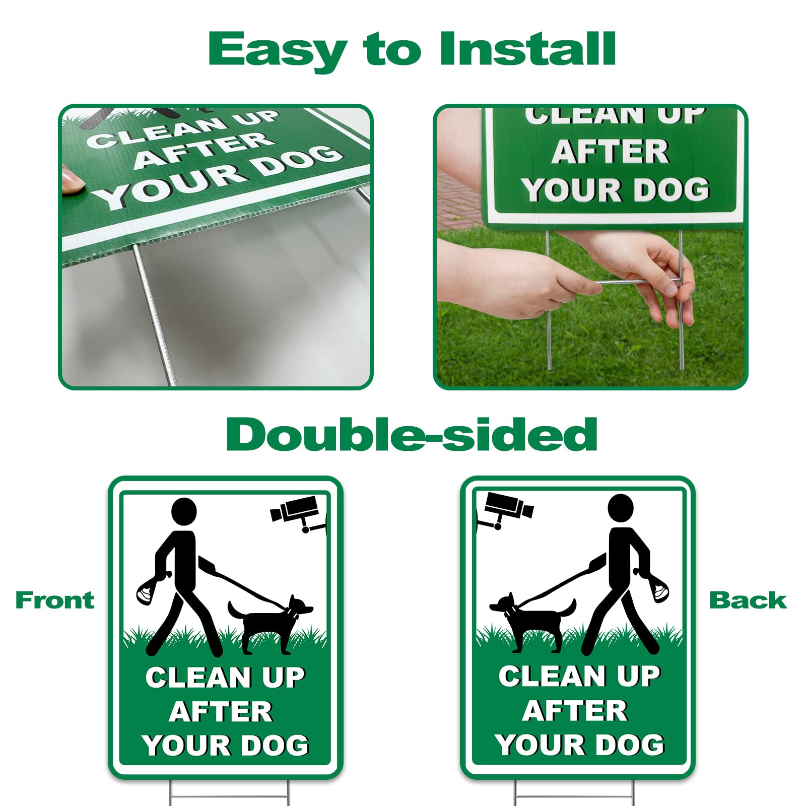XFXHEYY White and green sign blends with yard while remaining noticeable.