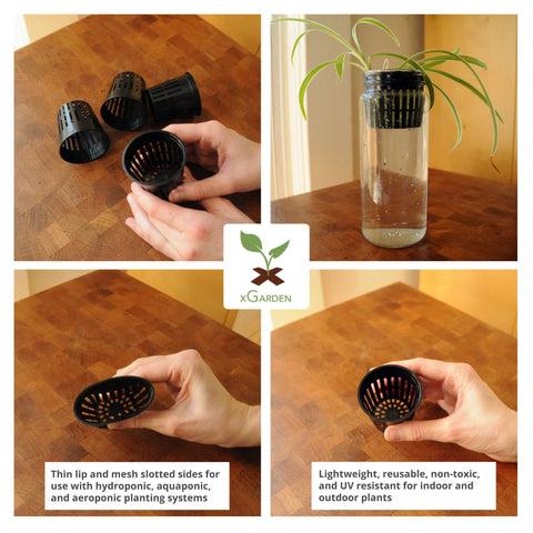 xGarden UV-resistant BPA-free plastic net pot close-up highlights durable construction.