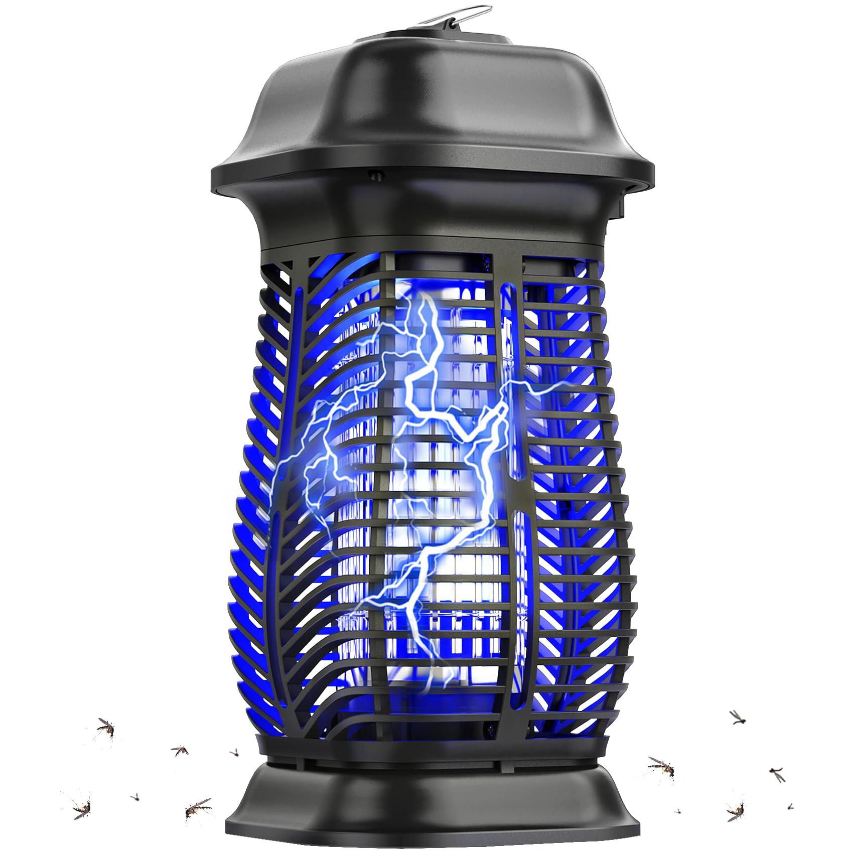 XGAYOO bug zapper outdoors with blue-purple light attracts flying insects for patio nights.