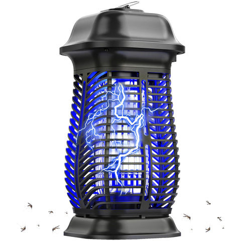 XGAYOO bug zapper outdoors with blue-purple light attracts flying insects for patio nights.
