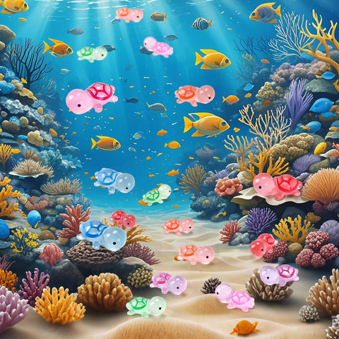 XGBDL eight-color turtle figures for vibrant mini scenes and displays
