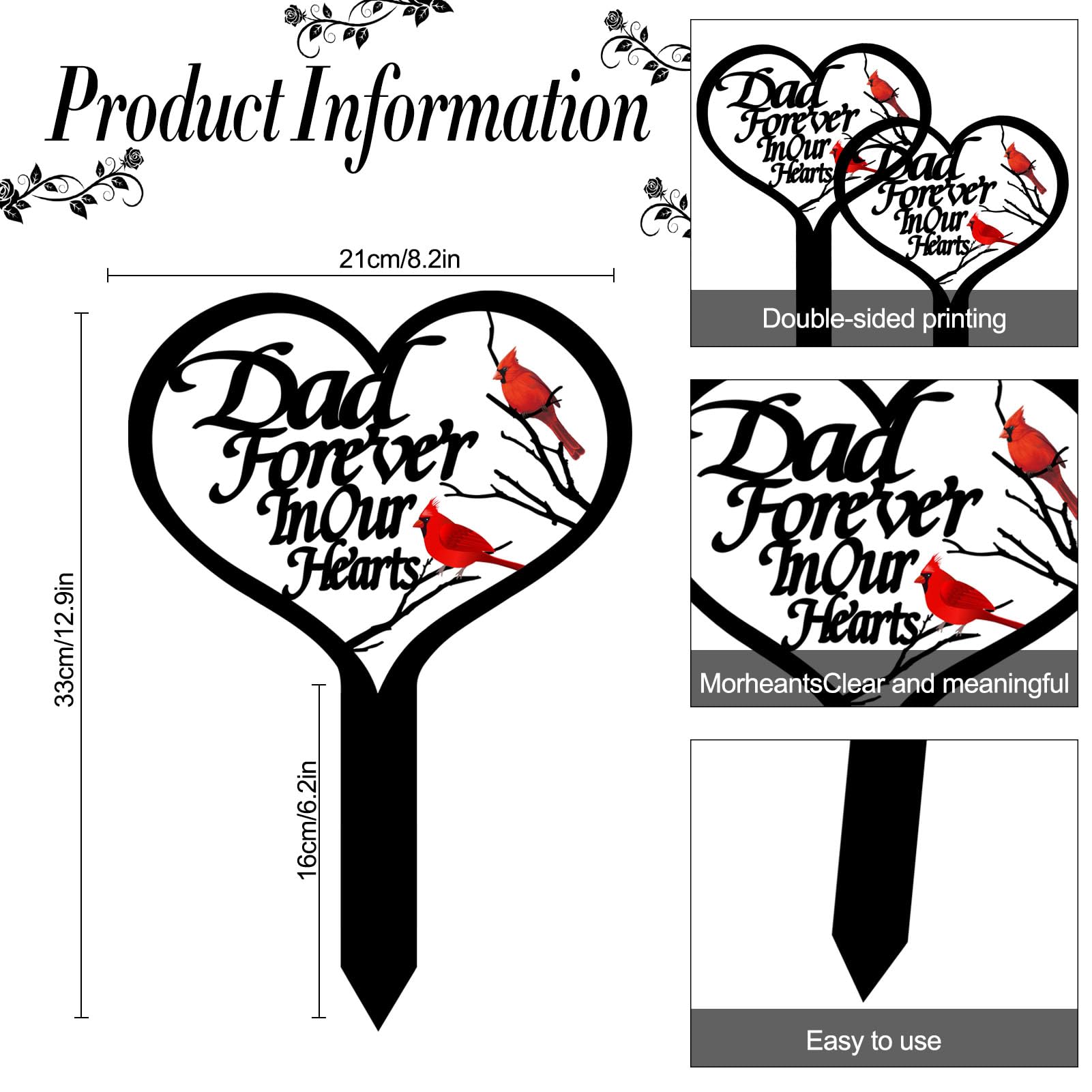 XGBDL grave marker hollow-out design with flowers enhances graveside tribute