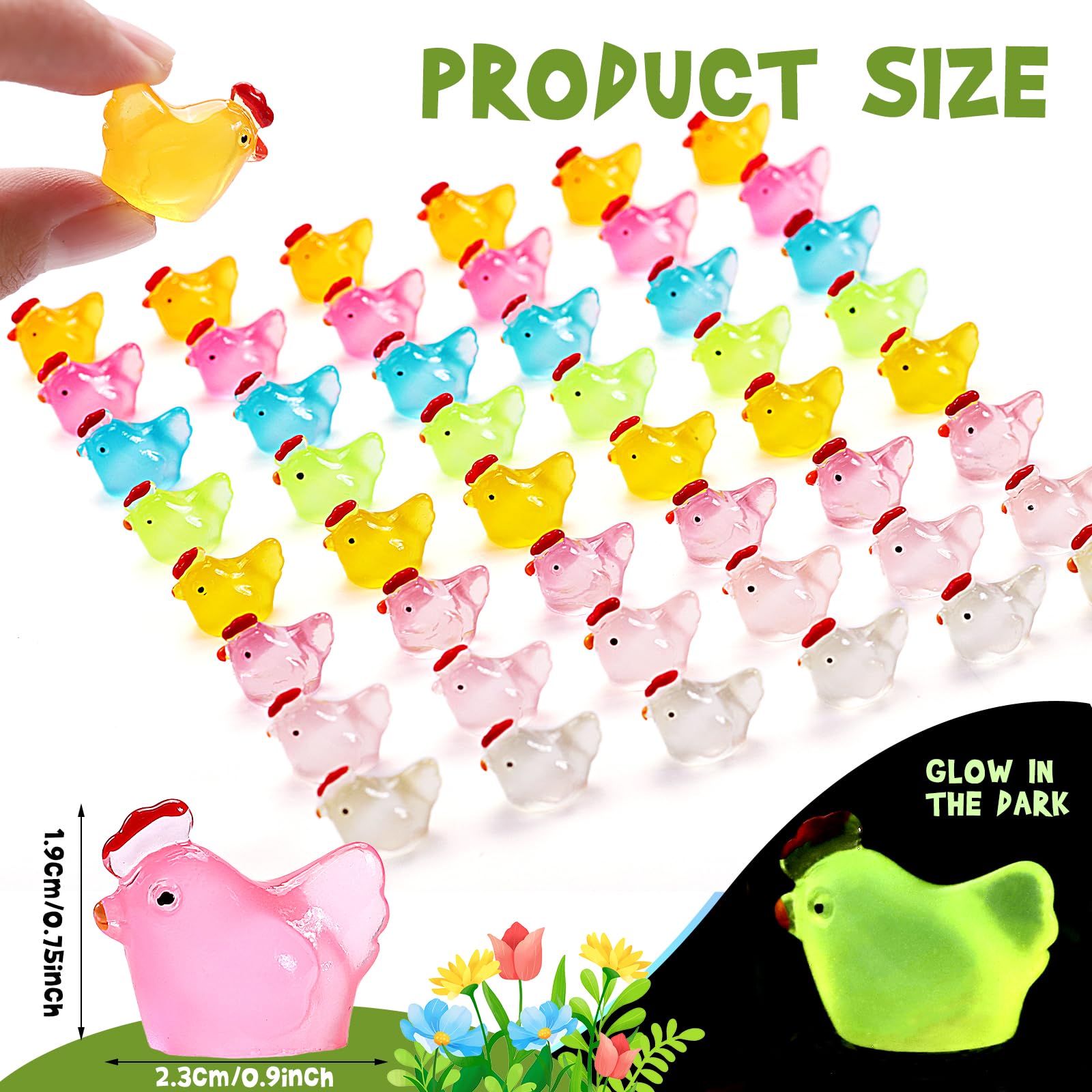 XGBDL luminous mini chickens eight colors brighten night scenes in terrariums or aquariums
