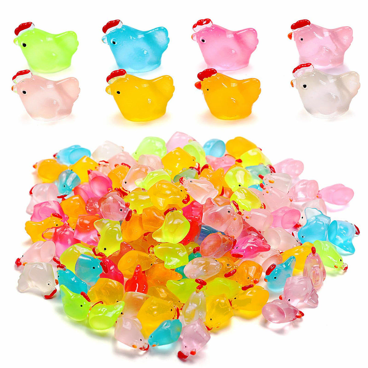 XGBDL luminous mini chicken figures glow in the dark for dollhouses and gardens
