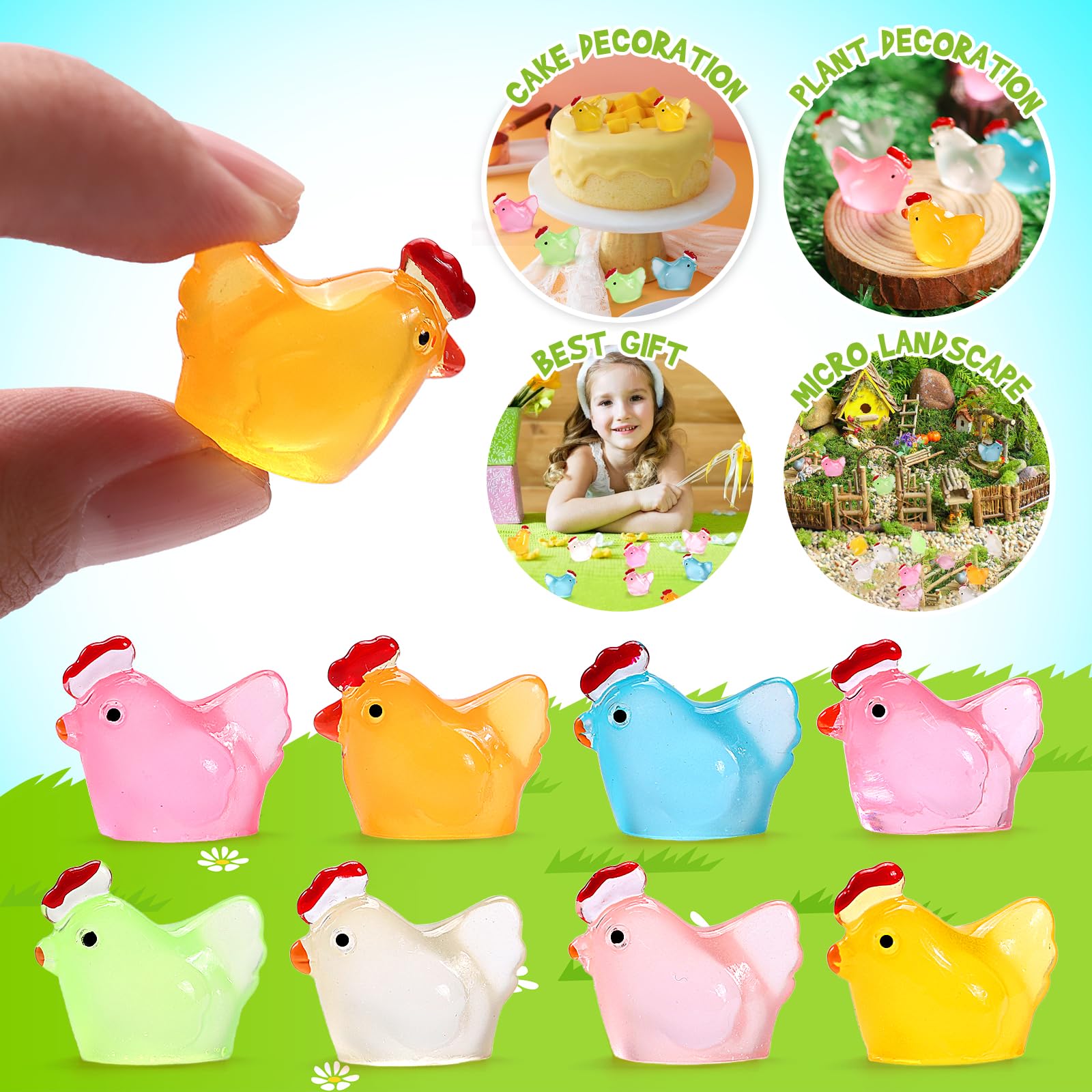 XGBDL night-glow chickens add whimsy to fish tanks and terrariums